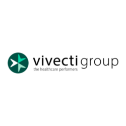 Logo der Vivecti Group mit dem Slogan the healthcare performer, einem Softwareanbieter für die Digitalisierung von HR-Prozessen.