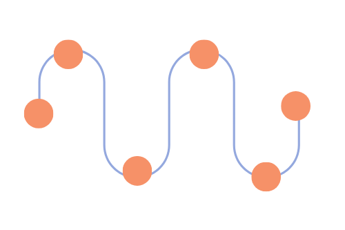 Abstract depiction of an HR metrics dashboard with connected points representing the visualization of HR analytics and HR reporting in the digitalization of HR processes.