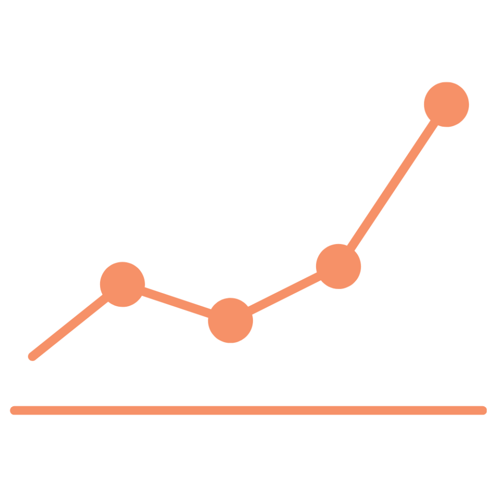 Graphic with an upward line and data points illustrating HR metrics in HR controlling.